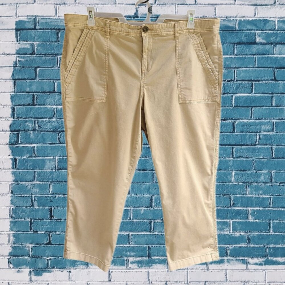 Style & Co. Womens Cropped Pants Beige Size 18